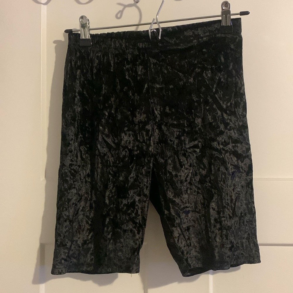 NWT black velvet biker shorts